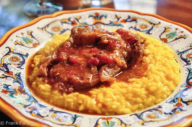 Veal osso buco Milanese with gremolata and yellow risotto