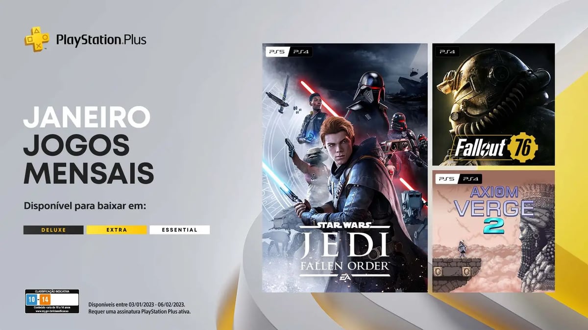 PlayStation Plus Jogos mensais: Star Wars Jedi: Fallen Order, Fallout 76 e mais em Janeiro 2023